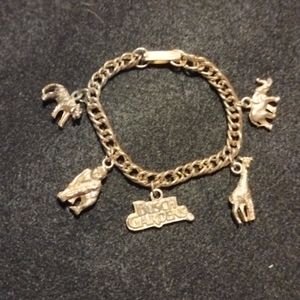 Vintage 1980's Bush Gardens GF charm Bracelet with 5 charms